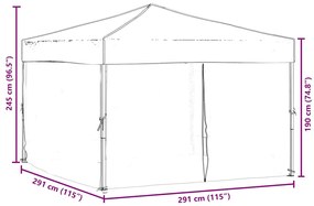 Tenda festas dobrável paredes laterais 3x3 m cinza-acastanhado