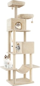 Arranhador para gatos 91,5 x 59 x 205 cm Torre de escalada e Postes para arranhar de sisal e corda bege