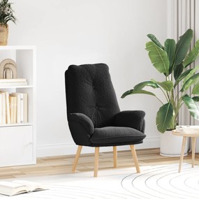 Poltrona Relaxante Preta em Tecido de Lã Curly