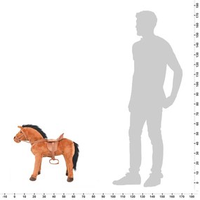 Cavalo de peluche de montar castanho