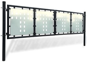 Portão de cerca com porta única 300x125 cm preto