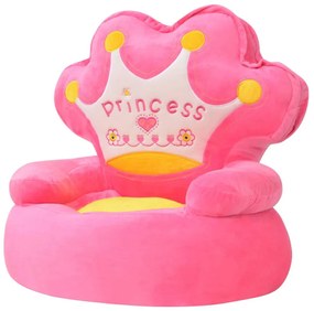 80158 vidaXL Cadeira em pelúcia infantil, princesa, rosa