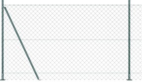 vidaXL Cerca de Malha com 7 Postes Flangeados 1.5x10 m Aço Galvanizado