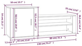 Sapateira 130x35x54 cm derivados de madeira carvalho fumado