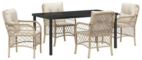 Conjunto de Jantar de Jardim com 5 Peças da , com Almofadas Beiges em