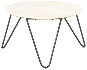 Mesa centro 65x65x42cm pedra genuína textura mármore branco