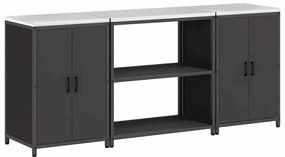 Conjunto de Armazenamento de Cozinha com prateleira 3 pcs Preto
