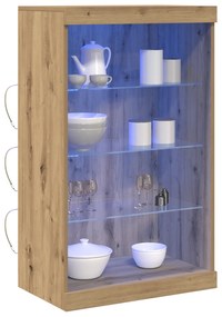 Sideboard vidaXL com luzes LED Carvalho Artesanal 60,5x37x100 cm
