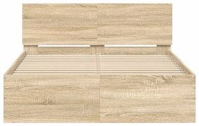 Estrutura de cama com cabeceira 135x190 cm carvalho sonoma