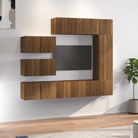 vidaXL Conjunto móveis de TV 8pcs madeira processada carvalho castanho