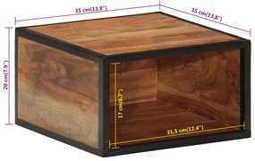 Mesa de cabeceira de parede 35x35x20 cm madeira acácia maciça