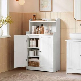 Armário de casa de banho com 2 portas e prateleiras 30 x 60 x 100 cm Branco