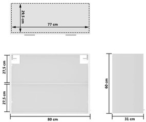 Armário de parede c/ vidro 80x31x60 cm contraplacado branco