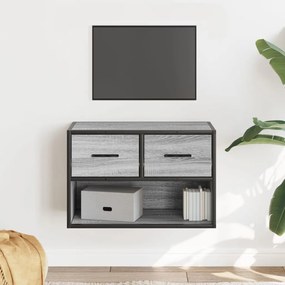 vidaXL Móvel p/ TV 60x31x39,5 cm deriv. madeira/metal cinzento sonoma
