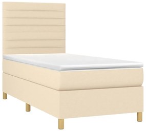 Cama com molas/colchão 90x190 cm tecido cor creme