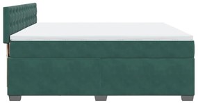 Cama com molas/colchão 180x200 cm veludo verde-escuro