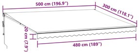 Toldo retrátil automático 500x300 cm castanho