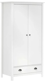 vidaXL Roupeiro 2 portas Hill 89x50x170 cm pinho maciço branco