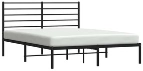Estrutura de cama em metal com cabeceira 150x200 cm preto