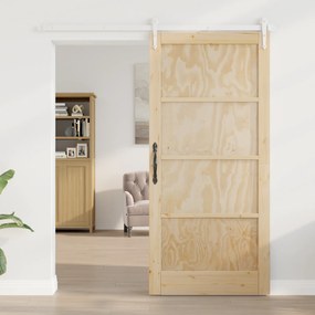 Porta Deslizante vidaXL com Conjunto de Hardware 93x202 cm Madeira Mas