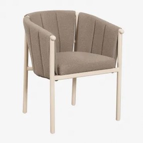 Pack De 2 Cadeiras De Jantar Com Braços Em Bouclé E Alumínio Boleni Tapioca Bege - Sklum