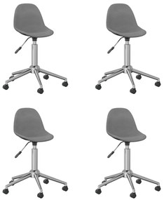 vidaXL Cadeiras de jantar giratórias 4 pcs tecido cinzento-claro