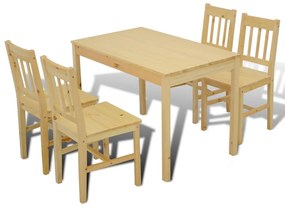 Conjunto de Jantar Leoni com 4 Cadeiras e 1 Mesa - Cor Natural - Desig