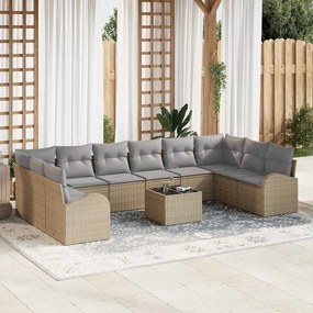 Conjunto de Sofás de Jardim vidaXL com Almofadas 11 Peças Preto Vime PE