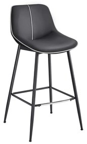 Conjunto de 2 bancos altos VASAGLE, cadeiras de cozinha, encosto ergonômico, estofamento em PU, pernas de metal com pés ajustáveis, 73 cm de altura, fácil montagem, tinta preta LBC888B01