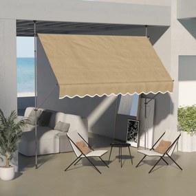 Toldo Manual Retrátil com Manivela 300x120x210-300 cm com Altura Ajustável Impermeável para Jardim Varanda Bege