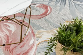 Carpet Structural BOTANIC 65263 Flamingo, flores tecido plano na varanda, terraço - cinza