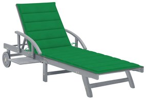 vidaXL Espreguiçadeira de jardim com almofadão madeira acácia maciça