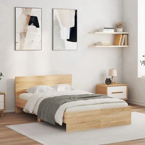 vidaXL Estrutura de cama com cabeceira 120x200 cm carvalho sonoma