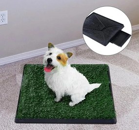 Sanita para Cães com Relva Artificial e Bandeja Sanita Interior para Animais de Estimação com Bandeja Lavável 51x63x6 cm Verde