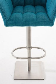 Banco de bar Damaso em tecido 64 x 88-113 x 45 cm Azul turquesa