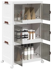 vidaXL Caixa arrumação empilhável rodas 3camadas 75L 64x39,5x110,5cm