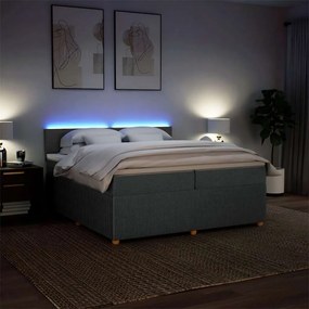 Cama com molas/colchão 200x200 cm tecido cinzento-escuro