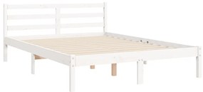Estrutura de cama de casal c/ cabeceira madeira maciça branco