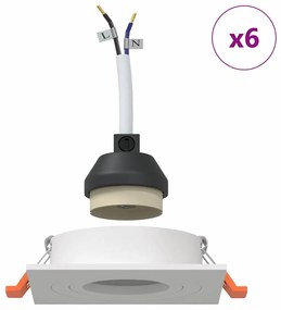 Holofotes Embutidos 6 pcs Quadrado GU10 Branco 91x91 mm