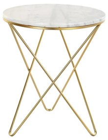 Mesa de apoio DKD Home Decor Dourado Metal Mármore (50 x 50 x 59,5 cm)