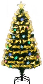 Árvore de Natal de fibra ótica de 120 cm artificial (DECORAÇÕES NÃO INCLUIDAS) pré-iluminada com 8 modos de luz 130 pontas de ramos 14 flocos de neve