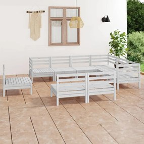 vidaXL 9 pcs conjunto lounge de jardim pinho maciço branco