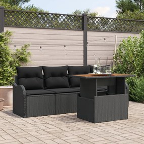 Conjunto de Sofá de Jardim com 5 Peças vidaXL com Almofadas em Rattan