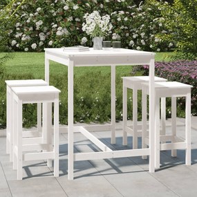 vidaXL 5 pcs conjunto de bar para jardim pinho maciço branco
