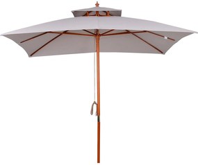 Outsunny Chapéu de Sol de Jardim com Teto Duplo Sistema de Polia Toldo de Poliéster Impermeável 300x300x297cm Cinza Claro