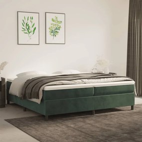 vidaXL Estrutura de cama com molas 200x200 cm veludo verde-escuro