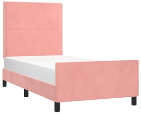 Estrutura de cama c/ cabeceira 80x200 cm veludo rosa