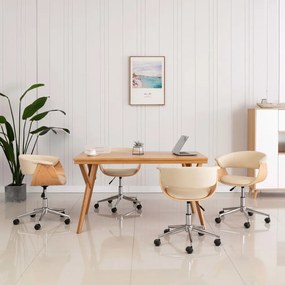 vidaXL Cadeiras de jantar giratórias 4 pcs couro art. creme