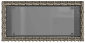 Mesa de apoio jardim c/ tampo vidro 58x27,5x55 cm vime PE cinza