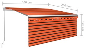 Toldo retrátil manual com estore 3x2,5 m laranja e castanho